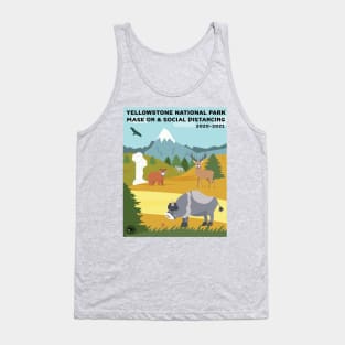 Mak On and Social Distance at Yellowstone National Park - illustration - square Tank Top